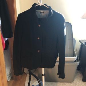 JCREW blazer black wool with brown buttons
